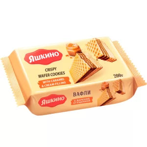 Pack of Yashkino Crispy Wafer Cookies w/ Caramel & Cream Filling, 200g